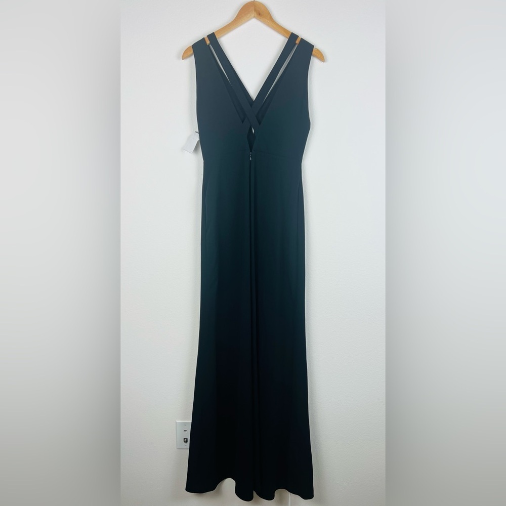 JILL Jill Stuart Black Deep V Criss Cross Gown Prom Formal Bridesmaid Dress 2 - Picture 6 of 10